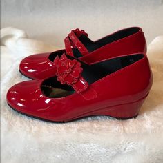 Ok, I Almost Couldn’t List These!!! They’re Like Dorothy’s Red Shoes In The Wizard Of Oz!!! There’s No Place Like Home.....These Are In Size 4 To Fit Your Little Dorothy. Brand Is Rachel’s Shoes. I Cannot Believe We Never Wore These - It’s A Crime. I Can’t Find These Wedge Heels Anywhere! Red Patent Leather Shoes, Shoes Size 4, Witching Hour, The Wizard Of Oz, No Place Like Home, Patent Leather Shoes, The Wizard, Wizard Of Oz, Red Shoes