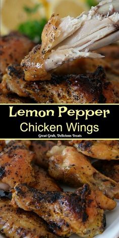 lemon pepper chicken wings on a white plate