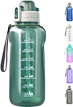 the water bottle is green with white trim