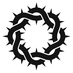 a black and white image of a chain with spikes on it's sides, in the shape of a circle