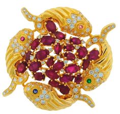 Diamond Eyes, Gold Brooch, Gold Fish, Cartier Jewelry, Jewelry Auction, Ruby Jewelry, Gold Brooches