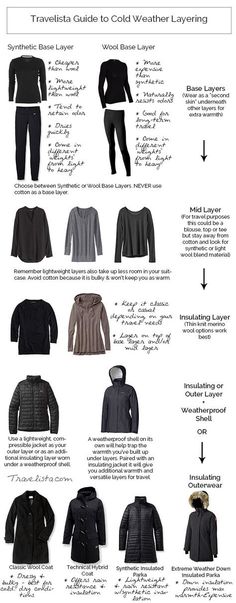 an image of travel clothes for cold weather layering