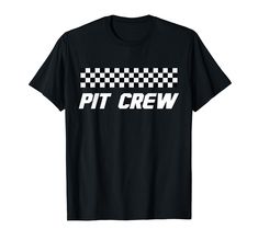 a black t - shirt with the words pit crew printed on it