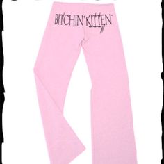 Bk Yoga Pant - Pink Bitchin' Kitten Motorcycle Brand Bella Brand Yoga Pants String Tie In Front At Waist Nwot Fitted Casual Pants With Letter Print, Casual Fitted Pants With Letter Print, Casual Fitted Letter Print Pants, Fitted Pink Sweatpants With Elastic Waistband, Fitted Wide Leg Sweatpants For Loungewear, Fitted Wide-leg Sweatpants For Loungewear, Stretch Bottoms With Letter Print, Stretch Cotton Pants With Letter Print, Stretch Long Pants With Letter Print