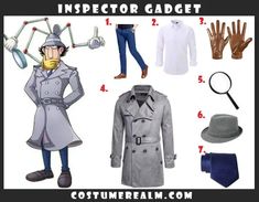 the costume guide for an animated character is shown in this image, with instructions to make it