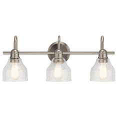 Kichler - 45973NI - Three Light Bath - Avery - Brushed Nickel Farmhouse Vanity Lights, Bathroom Vanity Lights, Farmhouse Vanity, Industrial Inspiration, Kichler Lighting, Bathroom Light, Vanity Lights, Bath Light, Bathroom Light Fixtures