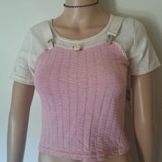 Nwot Teeny, Pale Pink & Cream Rosette Corset Look Cropped Tshirt Dainty Cream Rosette In Center Suspenders 100% Cotton Size Xxs To Xs 30 To 34" Chest 90's Y2k Pink Fitted Crew Neck Crop Top, Pink Fitted Crew Neck Tank Top, Pink Cotton Crew Neck Tank Top, Pink Casual Crop Top T-shirt, Spring Pink Crew Neck Tank Top, Pink Crew Neck Tank Top For Spring, Pink Fitted T-shirt For Spring, Pink Y2k Style Crop Top T-shirt, Y2k Style Pink Crop Top T-shirt