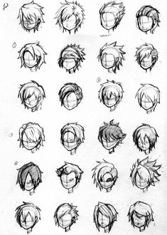 some sketches of different hair styles