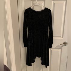 Cosmic Aura Black Velvet Long Sleeved Dress. Only Worn Once! Comes With Tags And Care Instructions. Size Small. Black Velvet Mini Dress For Fall, Black Witchy Dress For Night Out, Black Witchy Evening Mini Dress, Witchy Long Sleeve Dresses For Night Out, Black Velvet Long Sleeve Dress For Night Out, Fitted Black Velvet A-line Dress, Witchy Fitted Long Sleeve Mini Dress, Fitted Long Sleeve Witchy Mini Dress, Witchy Long Sleeve Fitted Mini Dress