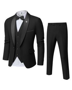 PRICES MAY VARY. MY’S – Man You'll Succeed: Get a complete 3-piece slim fit tuxedo set with a one-button tuxedo jacket, matching vest, and pants; Each suit includes a complementing bow tie and comes in sizes XS to XXL, with 8 color choices; Featuring real pockets inside and out, adorned with stunning chromed buttons, our tuxedos blend style, comfort, and affordability Outstanding Quality and Craftsmanship: At MY’S, we focus on delivering top-notch quality by using top-quality materials and detai Tuxedo Style Three-piece Suit With Pockets, Tuxedo Style Three-piece Suit, Tailored Tuxedo Sets With Pockets, Mens 3 Piece Suits, Vest And Pants, Slim Fit Tuxedo, Dinner Jacket, Jacket Vest, Tuxedo Jacket