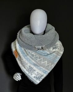 Whether it is a gift for your loved one, or a way to take care of yourself, it is the perfect thing to bring beauty and joy into yours and others' lives. This well-made wrap / triangular scarf is the perfect way to bring tastefully colorful comfort and warmth in times of colder weather.  The scarf can be enjoyed in more than one way! The scarf is reversible, which means there is a button on both sides, allowing you to wear the design that you like best, and change it whenever you wish. It is ext Winter Scarf As A Gift, One Size Winter Scarves For Gifts, Winter Gift Scarf One Size, Winter Shawl Gift One Size, One Size Winter Shawl Gift, Winter Gift Shawl, Winter Shawl One Size - Perfect Gift, One-size Winter Shawl Perfect For Gifts, White Winter Shawl Gift