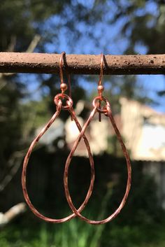 Twisted Copper Earrings Wire Wrapped Copper Teardrop Earrings, Copper Wire Teardrop Earrings, Teardrop Wrap Earrings As Gift, Teardrop Wrap Earrings For Gift, Handmade Teardrop Copper Earrings, Nickel-free Copper Wire Teardrop Earrings, Nickel-free Teardrop Copper Wire Earrings, Nickel Free Teardrop Copper Wire Earrings, Teardrop Copper Hoop Earrings For Pierced Ears