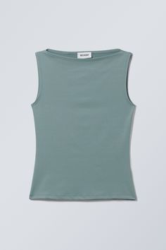 annie boatneck sleeveless top - Dusty Turquoise Swedish Street Style, Boat Neck Tops, Going Out Tops, Work Tops, Basic Outfits, Basic Tops, New Wardrobe, Boat Neck, Fit Inspo