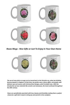 Roses Mugs for the Flower Lover Mugs Collection, Colored Roses, Coffee Espresso, Quotes Images, Inexpensive Gift, Enjoy Nature, Rose Garden, Microwave Oven, Rose Print