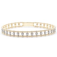 This luxurious bracelet features a round diamond design crafted with 14k yellow gold. The flexible beaded bangle allows for comfortable wear and adds a touch of elegance to any outfit. Indulge in the beauty and versatility of this stunning piece, perfect for any occasion. Key Details: Metal Type: 14k Yellow Gold Primary Stone Type: Diamond Primary Stone Size: 18 Round Shape Stones, .53 CTW Wrist Size: 6.75" Elegant Flexible Diamond Bangle Bracelet, Yellow Gold Diamond Beaded Jubilee Bracelet, Elegant Diamond Beaded Bracelets In Yellow Gold, Elegant Yellow Gold Beaded Bracelets With Diamond Accents, Elegant Yellow Gold Diamond Bracelet With Flexibility, Elegant Flexible Yellow Gold Diamond Bracelet, Luxury Yellow Gold Beaded Bracelets With Diamond Accents, Yellow Gold Beaded Bracelets For Formal Events, Elegant Gold Bangle With Round Beads