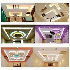 four different types of ceiling lights in various rooms