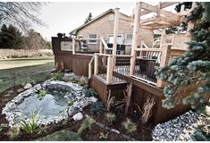 a house with a pond in the yard