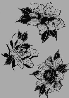 Traditional Black Floral Tattoo, Black White Peony Tattoo, Flower Tattoos Blackwork, Punk Flower Tattoo, Black And Grey Traditional Flower Tattoo, Bold Blackwork Tattoo, Black Work Floral Tattoo, Goth Woman Tattoo, Tattoo Flash Flowers Flower Tattoos Blackwork, Black White Peony Tattoo, Unique Flower Drawing, Black Work Floral Tattoo, Dark Leaf Tattoo, Black Traditional Flower, Black Peonies Tattoo, Blackwork Flower Tattoo Design, Back Tattoo Women Traditional