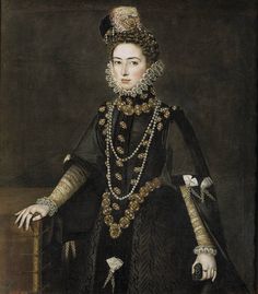 Infanta Catalina Micaela de Austria, Duquesa de Saboya. Author: Sanchez Coello Alonso. Date: c1585. Prado Museum, Madrid, Spain. Charles Emmanuel, Chatelaine