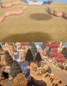 two different views of an animated landscape