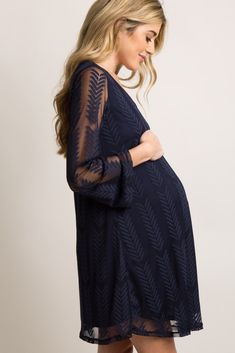 Navy Mesh Overlay Maternity Dress Pregnant Wedding Guest Outfits, Blue Baby Shower Dress, Maternity Wear Dresses, Cocktail Dress Maternity, Plus Size Maternity Dresses, Maternity Dresses For Baby Shower, Long Sleeve Maternity Dress, Winter Wedding Guest Dress, Mesh Overlay Dress