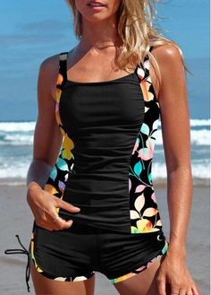 Color:Black;Size:S;Size:M;Size:L;Size:XL;Size:XXL;Package Contents:1 X Top , 1 X Shorts;Occasion:Sport; Petite Swimwear, Tankini With Shorts, Modern Patchwork, Poolside Fashion, Flattering Swimsuits, Swimsuit With Shorts, Black Tankini, 60 Fashion, Lovely Tops