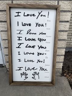 a sign with writing on it that says i love you