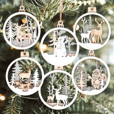 PRICES MAY VARY. 🎄Perfect Christmas Decoration: the package includes 12 pieces of hanging wooden Christmas ornaments in 6 styles, including a lot of classic winter elements such as Christmas tree, Santa Claus, reindeer and sleigh,perfect for winter Christmas tree decorations. 🎄Premium material: Laser engraved from natural wood, it is beautifully crafted, lightweight and doesn't weigh down branches. Sculpted with a winter woodland scene, it looks sophisticated and stylish. 🎄Multiple Use:Hangin Glowforge Christmas Ornaments, Laser Christmas Ornaments, Glowforge Aura, Christmas Ornaments Unique, Xtool Projects, Christmas Decor Wood, Santa Claus Ornaments, Fireplace Door, Winter Wonderland Decorations