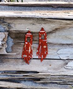 LOLA Beaded Earrings/beaded Statement Earrings/ Minimalist | Etsy Bohemian Beaded Earrings For Festival, Artisan Adjustable Beaded Earrings With Tiny Beads, Artisan Dangle Beaded Earrings With Tiny Beads, Bohemian Red Beaded Earrings With Colorful Beads, Handmade Southwestern Beaded Earrings For Beach, Artisan Red Handmade Beaded Earrings, Red Bohemian Beaded Earrings With Gold Beads, Bohemian Handwoven Beaded Earrings, Red Beaded Fringe Earrings For Beach