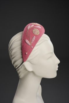 Handmade hat is more than a gift, it's a magnificent feeling of joy and happiness! Fashionable pale Pink- Powdery Old Rose colour headband with elegant couture embroidered.  Please note that the colours in the picture may differ slightly from the actual colours of the item due to the colour resolution of different computers and cameras. Our velour felt headpieces from the  2024-25 years collection is suitable for everyday wear and special occasions such as winter weddings , parties and horse rac Pink Vintage Fitted Headpiece, Luxury Pink Headband Fascinator, Luxury Pink Spring Fascinator, Old Rose Color, Whimsical Pink Fascinator Hat, Luxury Pink Headband Headpiece, Pink Fascinator, Old Rose, Elegant Hats