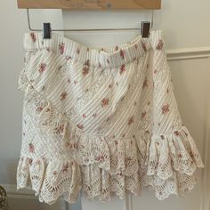 Pink And White Floral Skirt Mini Hemline Ruffle Hem Detail Excellent Condition Worn 3x Coquette Skirts, White Floral Skirt, Love Shack Fancy, Skirt Mini, Ruffle Hem, Pink And White, Floral Skirt, Pink White, Womens Skirt