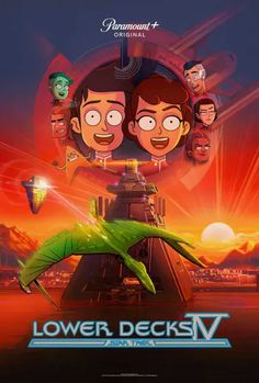 the movie poster for lower decks, featuring two men in front of an alien ship