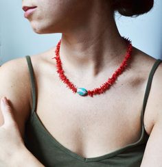 Red #Coral Necklace, Mothers Day Jewelry,Coral Short by LOVEnLAVISH, $29.00 Handmade Turquoise And Red Coral Necklace As Gift, Handmade Turquoise Necklace With Red Coral For Gift, Blue Red Coral Jewelry As Gift, Blue Jewelry With Red Coral As A Gift, Gift Blue Jewelry With Red Coral, Gift Blue Jewelry In Red Coral, Layered Necklaces Boho, Red Coral Jewellery, Mothers Day Jewelry