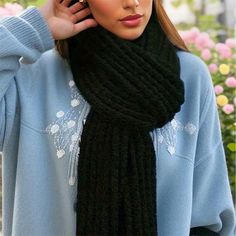 Scarves Type: Scarf, ShawlFeature: Keep WarmPattern Type: SolidScarves Length: >68.90in / >175cmMaterial: AcrylicMaterial: Cashmere Thick Knit Scarf, Tie Bandana, Warm Scarves, Lace Dress Casual, Korean Accessories, Scarf For Women, Fashion Winter, Ball Gown Dresses, Girls Party Dress