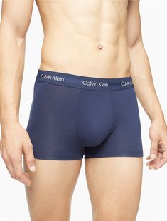 Breathable ultra-soft modal stretch. Crafted from responsibly sourced modal, this Calvin Klein trunk is designed with a super soft recycled logo waistband, a sleek contoured pouch and a turnback hem for a clean finish.  Material: 87% Modal, 13% Elastane. Recycled Logo, Recycle Logo, Soft Modern, Designer Lingerie, Luxury Lingerie, Korean Men, Eco Conscious, Trunk, Luxury Design