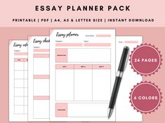 the printable planner pack includes four pages