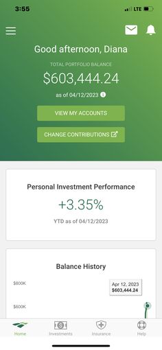 an iphone screen showing the balance and savings for personal investment