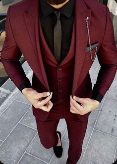 Maroon 3 Piece Suit - Men's Burgundy Suit for Weddings and Formal Events Business events special occasions Suit For Men Please Send Us Your Complete Measurements In a Personalization Box Before Place Your Order. listing include- blazer, jacket, Trousers Color- Maroon Material- Terry Rayon Premium Feel Free To Contact With Us If You Are Not Sure About Your Size Please Message Us Through (MESSAGE SELLER) Jacket Measurement-: 1Jacket Length 2 Chest 3 Stomach 4 Hip 5 Shoulder 6 Sleeve Length 7 Actua Men Suits Modern, Maroon Suit, Burgundy Suit, Suits Men, Dress Suits For Men, Designer Suits For Men, Prom Suits, David Gandy, Red Suit