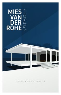 a minimalist poster for a house in the style of frank van der rohe