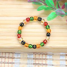 Spiritual Colorful Beads Bracelet, Multicolor Beaded Bracelets With 8mm Beads, Multicolor Round Beaded Bracelet With 8mm Beads, Spiritual Multicolor Round Stretch Bracelet, Multicolor Spiritual Bracelets With Black Beads, Black Beads Crystal Bracelet Gift, Gift Crystal Bracelet With Black Beads, Spiritual Multicolor Round Crystal Bracelet, Spiritual Multicolor Crystal Bracelet