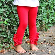 Adorable red side ruffle knit leggings! Pair back to your favorite knit top. Perfect for the season! Ruffle Leggings, Knit Leggings, First Order, Knit Top, Capri Pants, Sign Up, Leggings, Knitting, Free Shipping