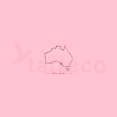 a pink background with the outline of australia in black and white on it's left side