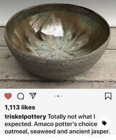 a bowl that is sitting on top of a wooden table with the caption above it