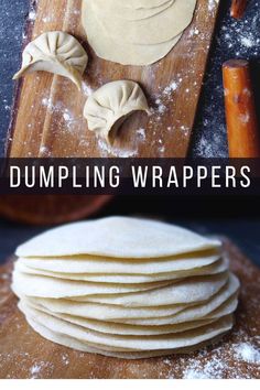 dumpling wrappers are stacked on top of each other and ready to be baked