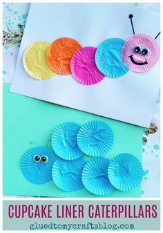 cupcake liner caterpillars made from paper plates