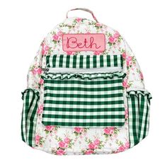 ALL SALES FINAL. No Refunds/Exchanges on Warehouse Sale items.Our backpacks are not only adorable, but well made! They are lightweight and durable - perfect for kids! They feature a large exterior pocket on front as well as two exterior pockets. There is an additional large pocket inside for extra organization. Large exterior pocket 2 exterior side pockets Large inside pocket Full size: 16 x 13 x 3.5 Care Instructions: Spot Clean Hand Wash Lay flat to dry Pink Backpack, Clean Hands, Dress Accessories, Pink Rose, Lay Flat, Inside Pocket, Pink Roses, Sale Items, Size 16