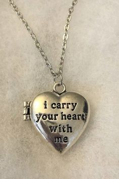 I Carry Your Heart With Me Necklace, I Carry Your Heart Necklace, Pretty Heart Necklace, I Carry Your Heart With Me, Heart Necklace Locket, Heart Locket Necklace Silver, Heart Shaped Locket, You Are My Moon, I Carry Your Heart