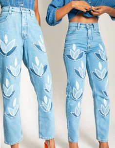 High Waisted Organic & Recycled Upcycled Denim Leaf Blue Jeans– NOT JUST A LABEL Upcycling Jeans, Mom Fit Jeans, Clothing And Textile, Fashion Revolution, Upcycled Denim, Recycled Denim, Sustainable Clothing, Clothing Co, Mom Style