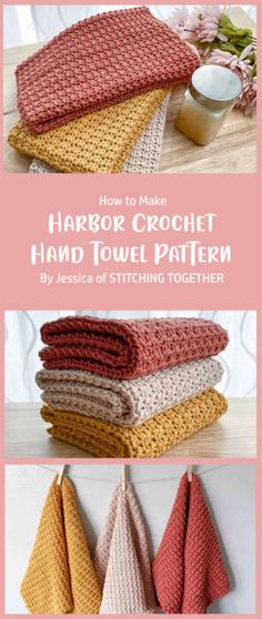 the instructions for how to make a crochet hand towel pattern are shown here