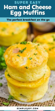 mini keto ham and cheese muffins stacked on top of each other